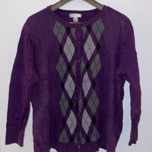Cj Banks Purple Argyll sweater